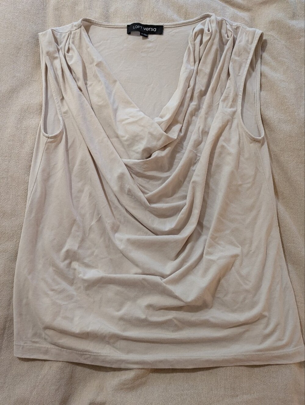 Loft Versa Sleeveless Drape Neck Top in Light Beige